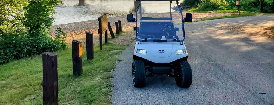 Wisconsin River Beach Beach is only a 2-mile Golf Cart ride down the road.