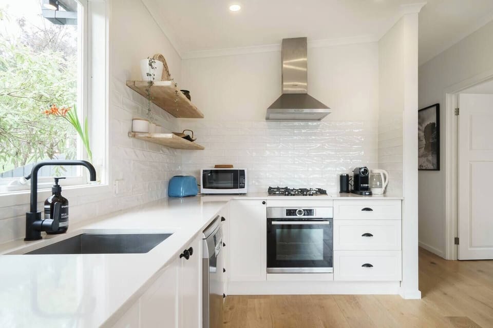Fully stocked kitchen.