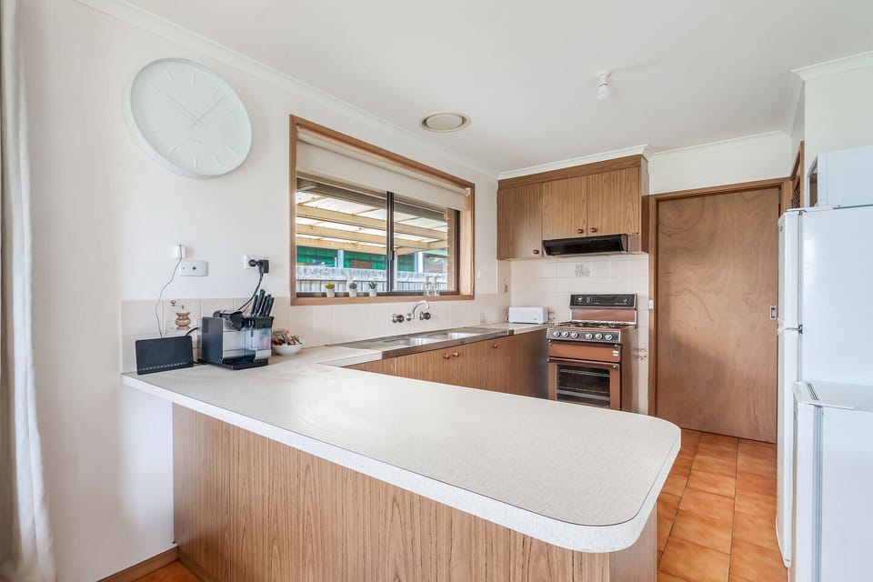 Prepare everything from beachside breakfasts to family dinners in a practical kitchen that keeps everyone connected between meals and adventures.