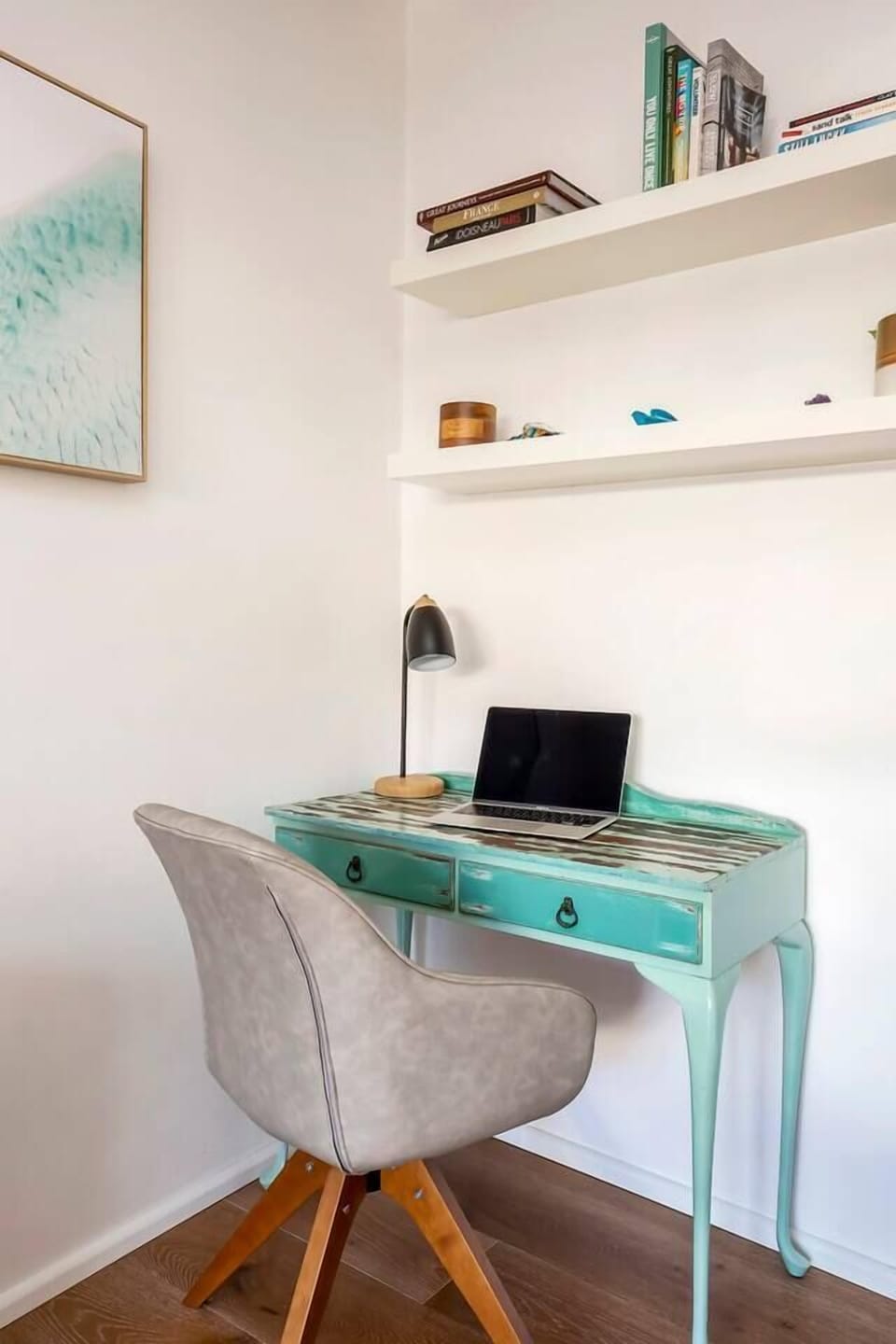  Those travelling for work will appreciate the dedicated workspace, complete with a desk, chair and study lamp. 
