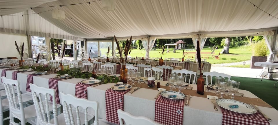 Outdoor banquet area