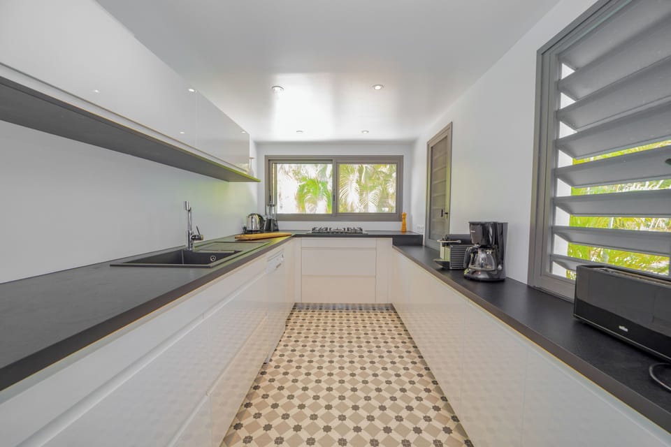 Modern and fully equipped. Electric oven, induction cooker, microwave, refrigerator and freezer, ice machine, dishwasher, filter coffee maker and coffee machine Nespresso, wine cellar, toaster, mixer, electric fruit press, extractor, electric kettle, food