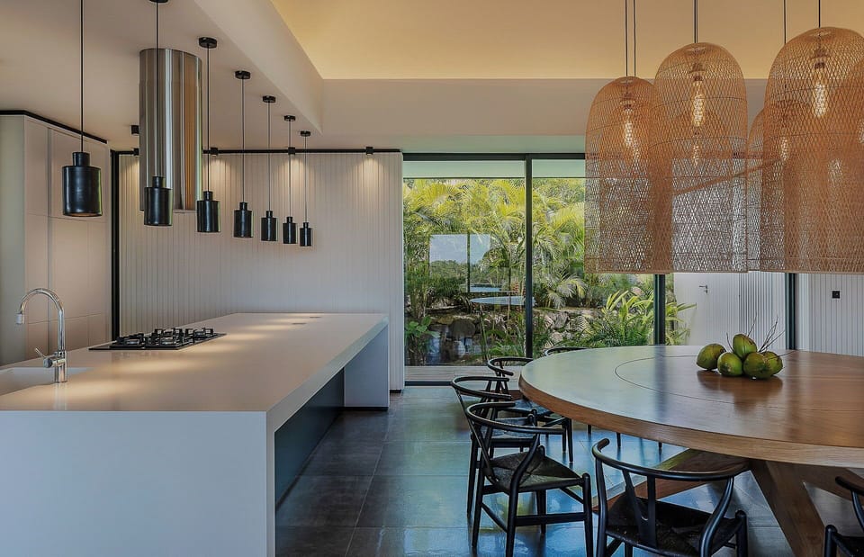 Fully equipped kitchen, fridge and freezer with ice machine, cooking range with gas burners, hood, microwave, dishwasher, filter coffee maker and espresso coffee machine, wine cooler, toaster. Indoor dining table for 12 people. 