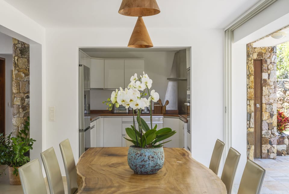 Modern and fully equipped. Air conditioning, electric oven, induction cooker, microwave, refrigerator and freezer, ice machine, dishwasher, filter coffee maker and coffee machine Nespresso, toaster, mixer, electric fruit press, electric kettle. Outdoor di