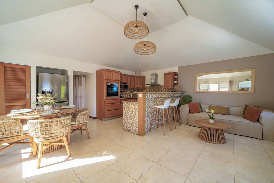 Open-airy lounge area, HD-TV with Canal Satellite (including CNN), Apple TV.