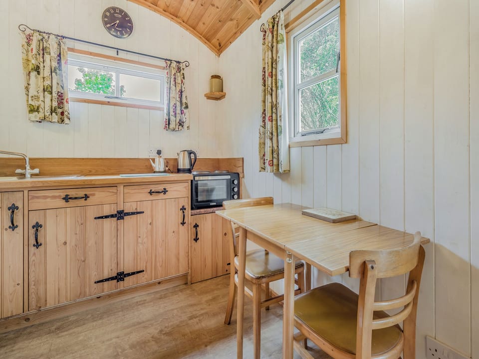 Kitchen area | Shepherds Retreat - Morrells Wood Farm, Leighton, near Shrewsbury
