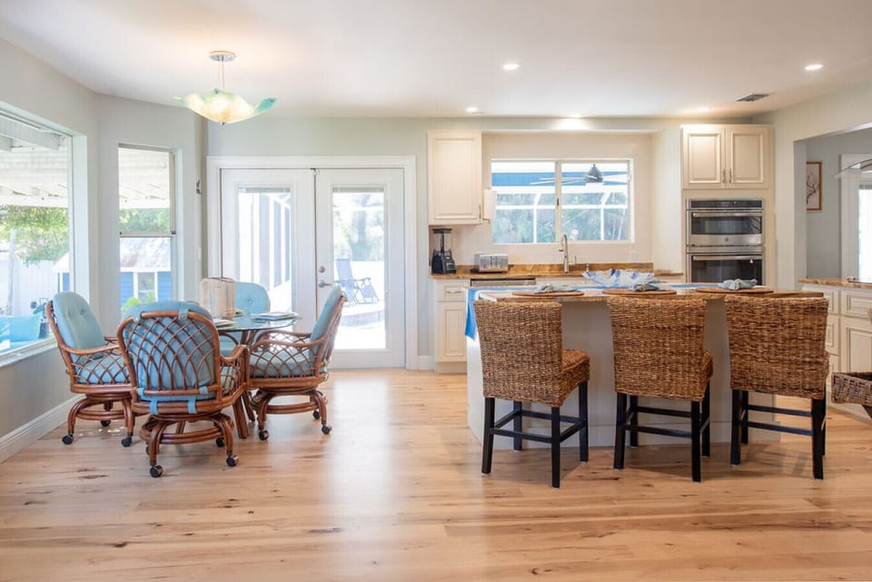 The breakfast table doubles as the ideal spot for your favorite card game