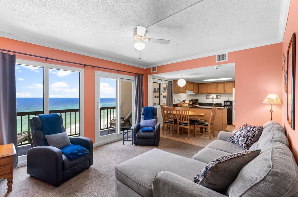 You can just see yourself getting cozy on the chaise at the end of the couch enjoying the gulf views!