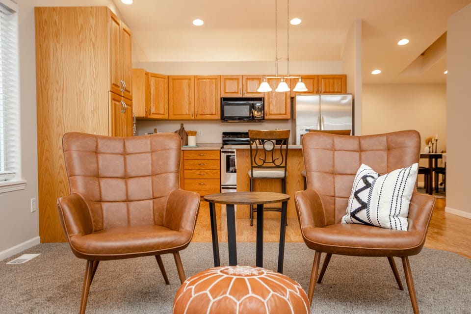 The pair of wingback chairs are a perfect setting for great conversations!