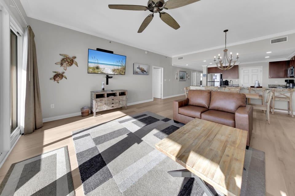 Enjoy a movie on the flat screen TV