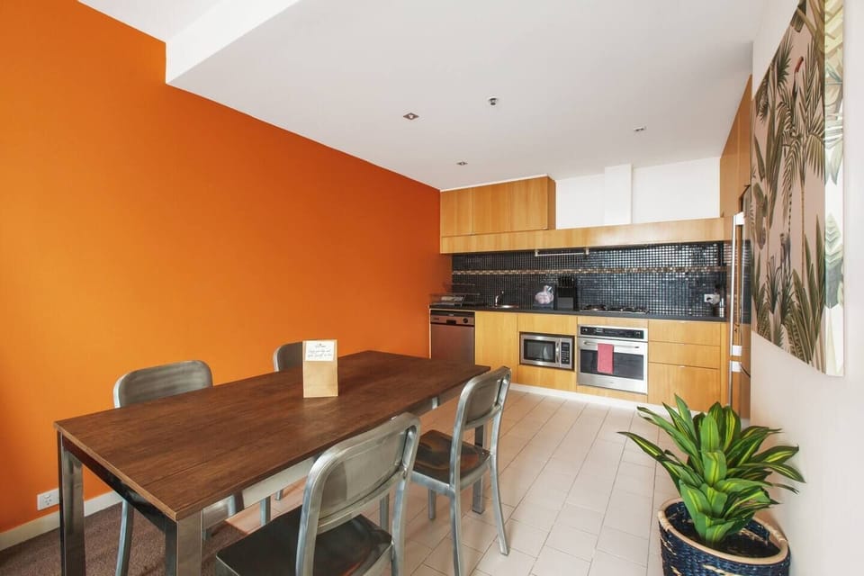 Staying in? Cook up a storm in the kitchen and then dine at the timber dining table for up to four guests