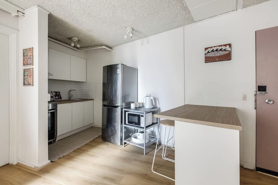 Rustle up some breakfast in the compact kitchen before heading out to explore the city.