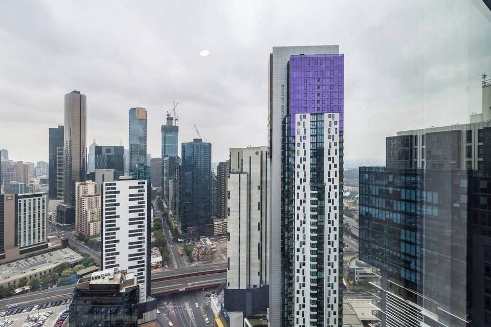 The Melbourne city views from the apartment.