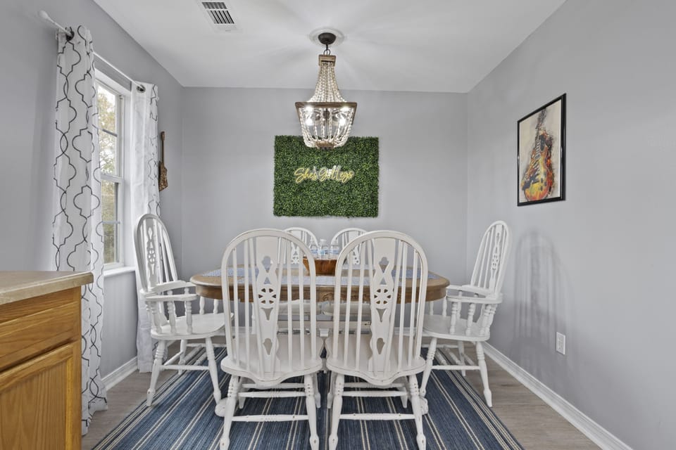 Dining room table area.  