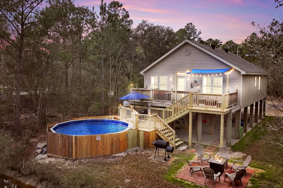 Enjoy the outdoor area, pool and fire pit.  