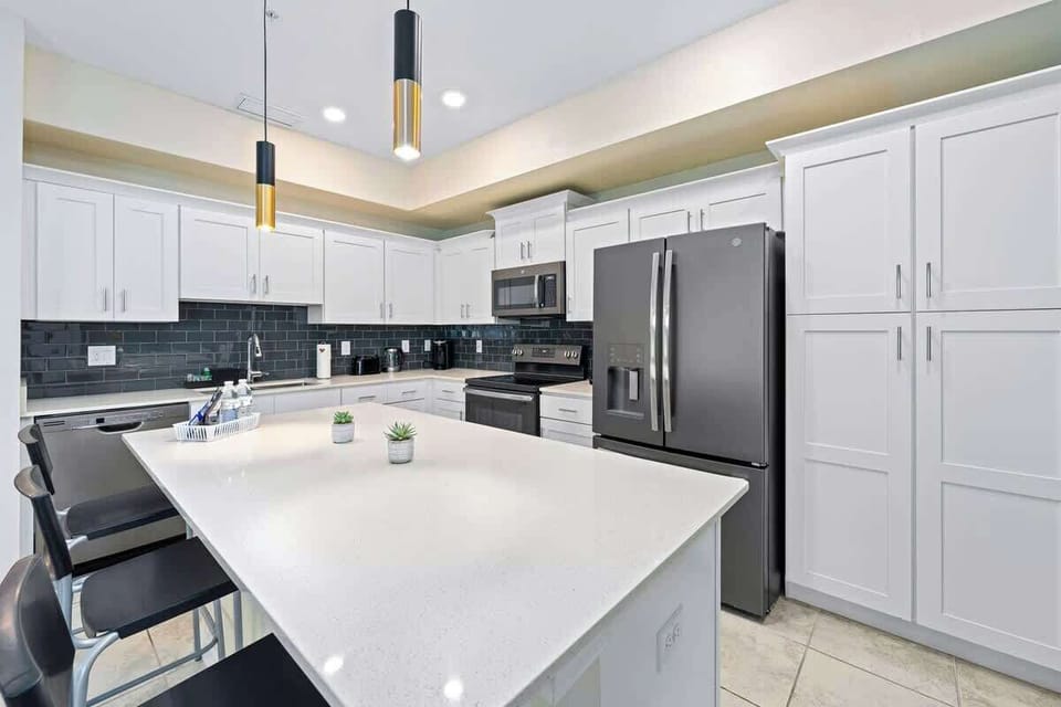 Coffee maker available and some coffee to get you started. Enjoy a full kitchen equipped with stainless steel appliances and everything you might need to make quick & simple meals.