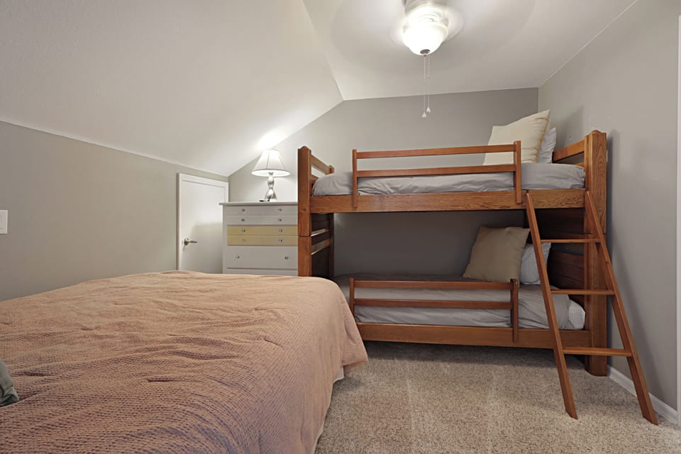 Rest well in your cozy bedroom with both a comfortable double bed and sturdy bunk beds - perfect for families or groups traveling together.