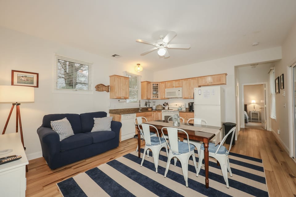 Open concept living room with dining area