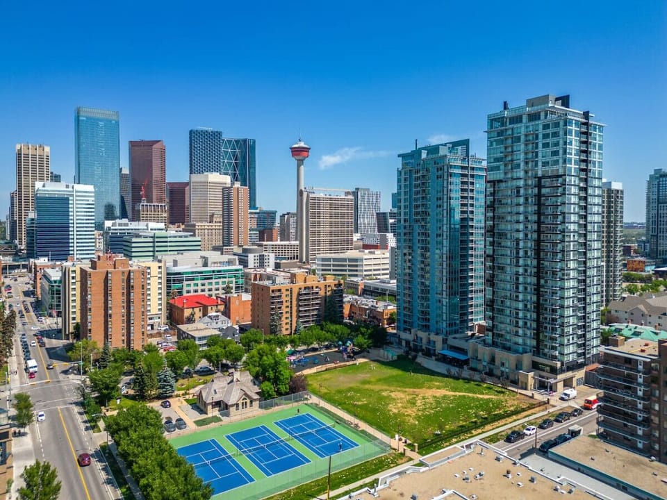 Amazing view of Calgary Downtown throughout the day