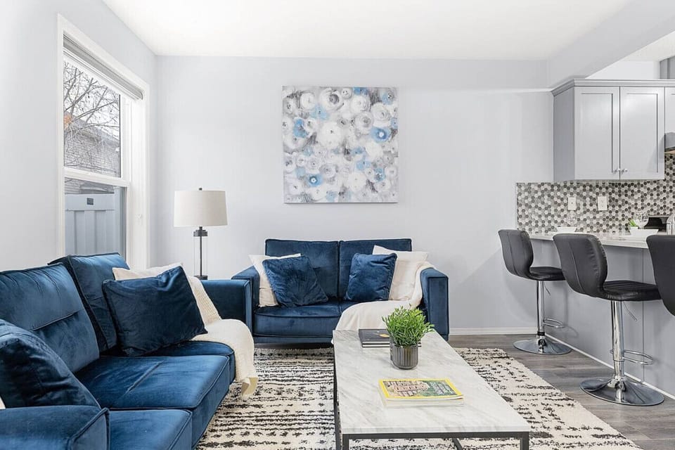 Relax in our cozy living room featuring a 50` TV, complete with Netflix and an Android box for all your entertainment needs.