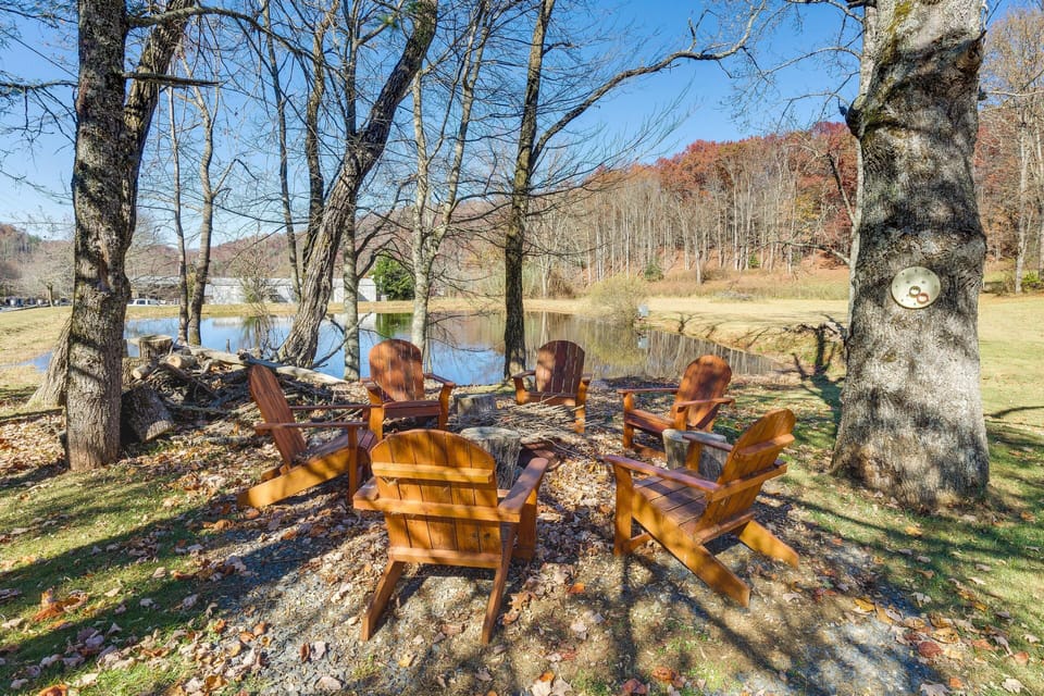 House Exterior | Wood-Burning Fire Pit | Trout Pond On-Site