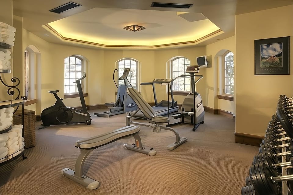 Recharge with a quick workout in the bright, quiet fitness room