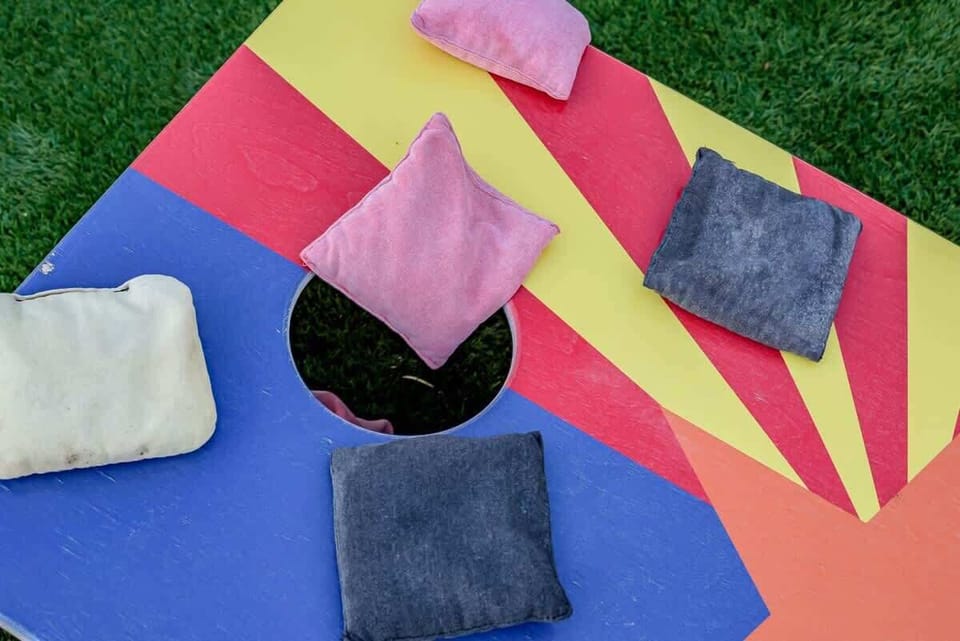 "Score big on fun with our cornhole game – a great way to bond and enjoy your vacation."