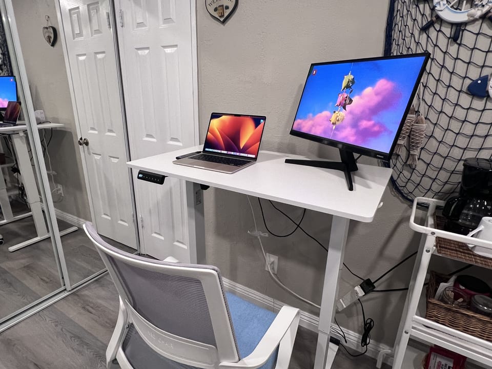 Ergonomic Standing/sitdown Desk
The desk is electronically adjustable.