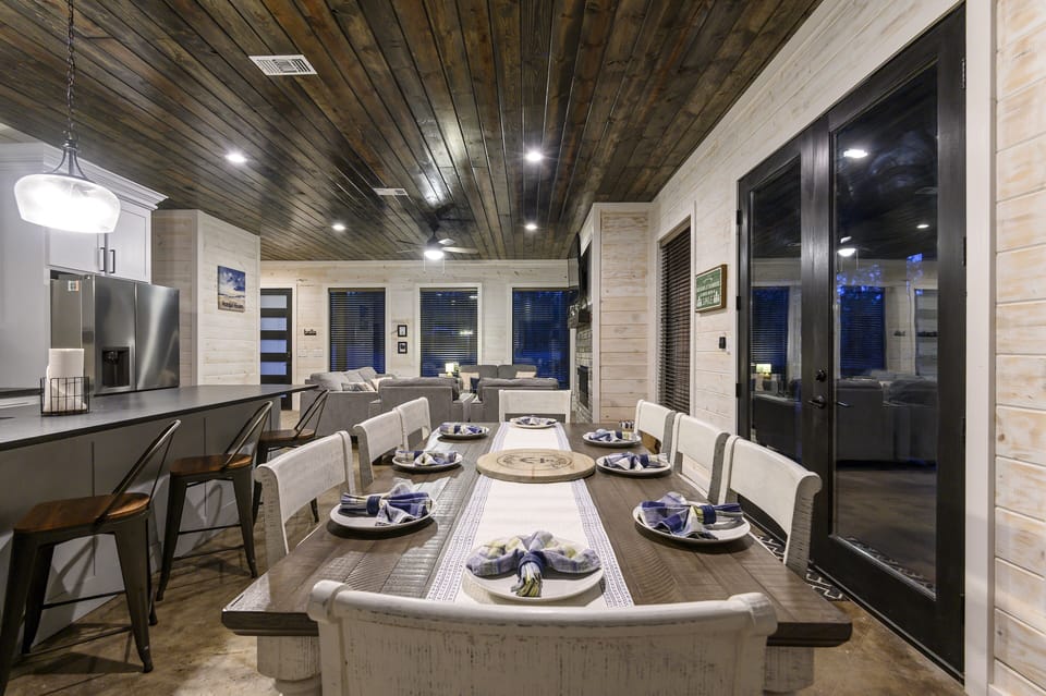 Dining table with seating for 8
