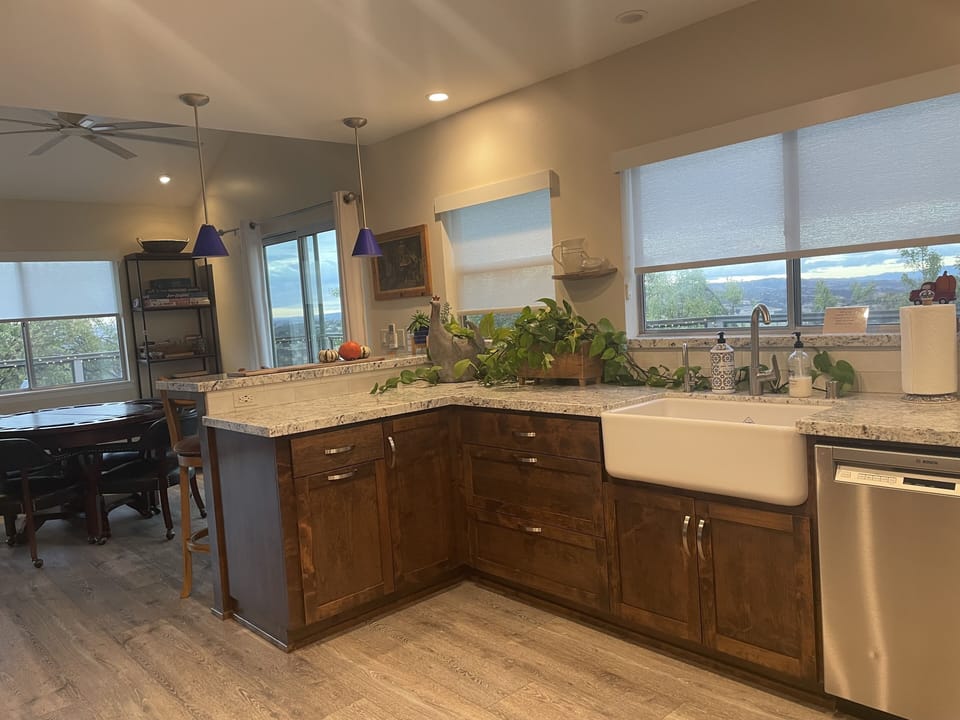 The amazing kitchen features high end professional appliances. 