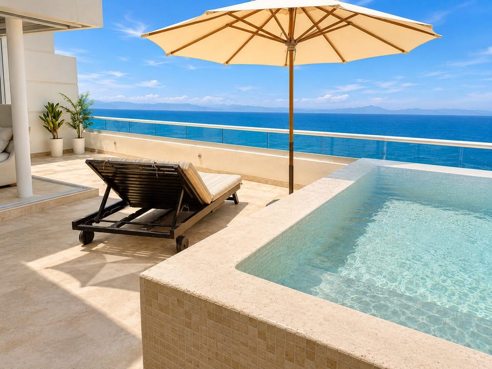 Serene seaside terrace with plunge pool
