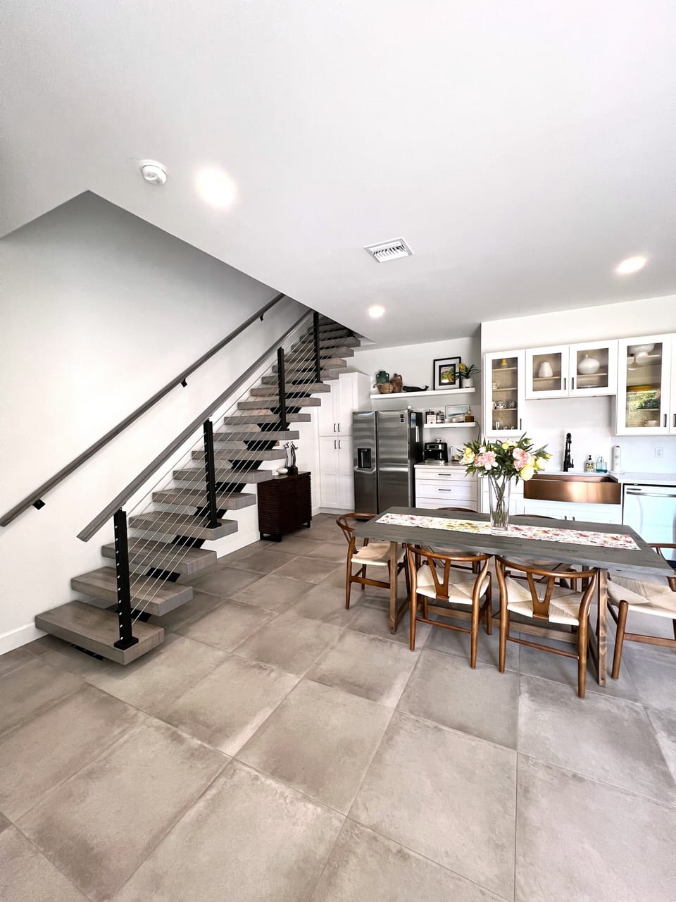 Kitchen and stairs to the upper floor
