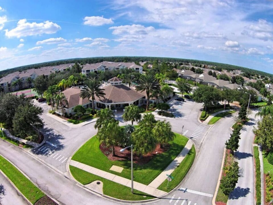 Scenic bird’s-eye view of the neighborhood and resort grounds.
