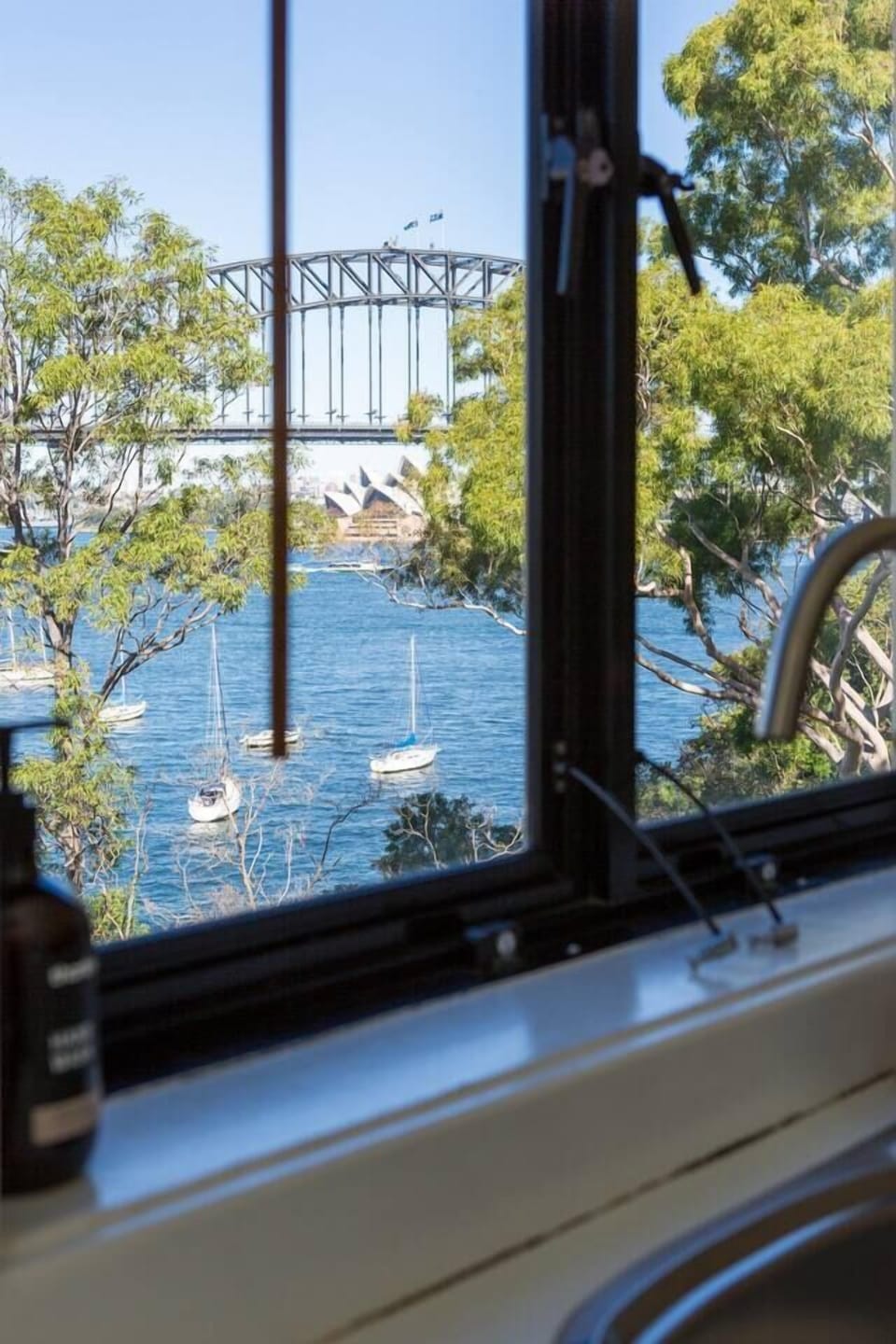 View of the iconic Harbour Bridge and Sydney Opera House from the kitchen 