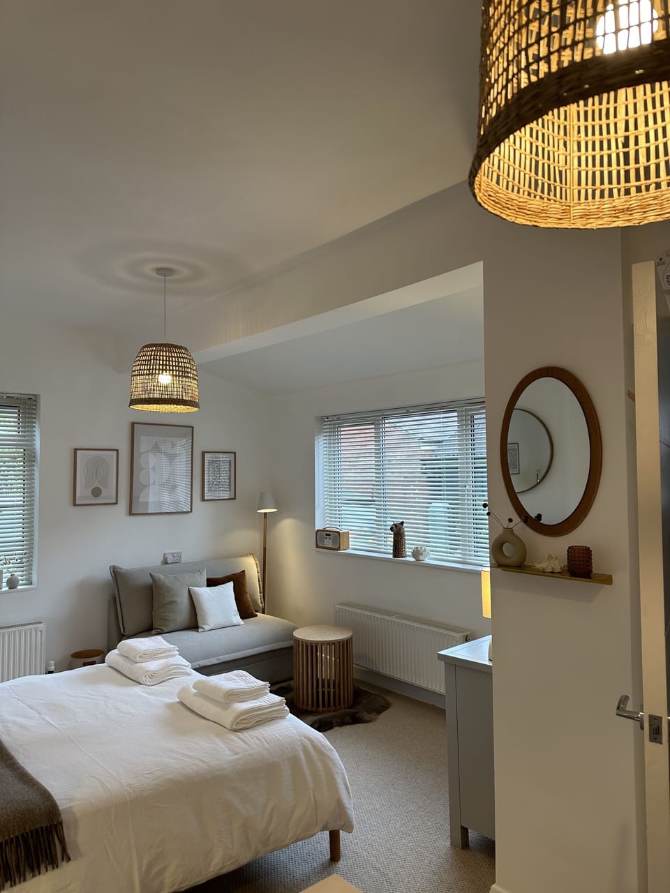 White bedding and towels