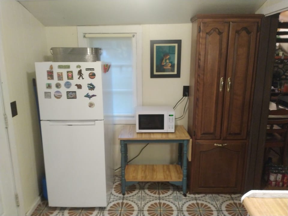 spacious fridge and pantry.  additional small fridge in the bunkhouse.
