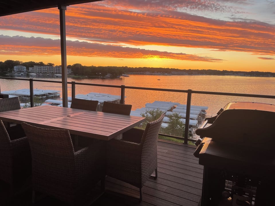 Enjoy brilliant sunsets over east lake Okoboji from the covered deck!