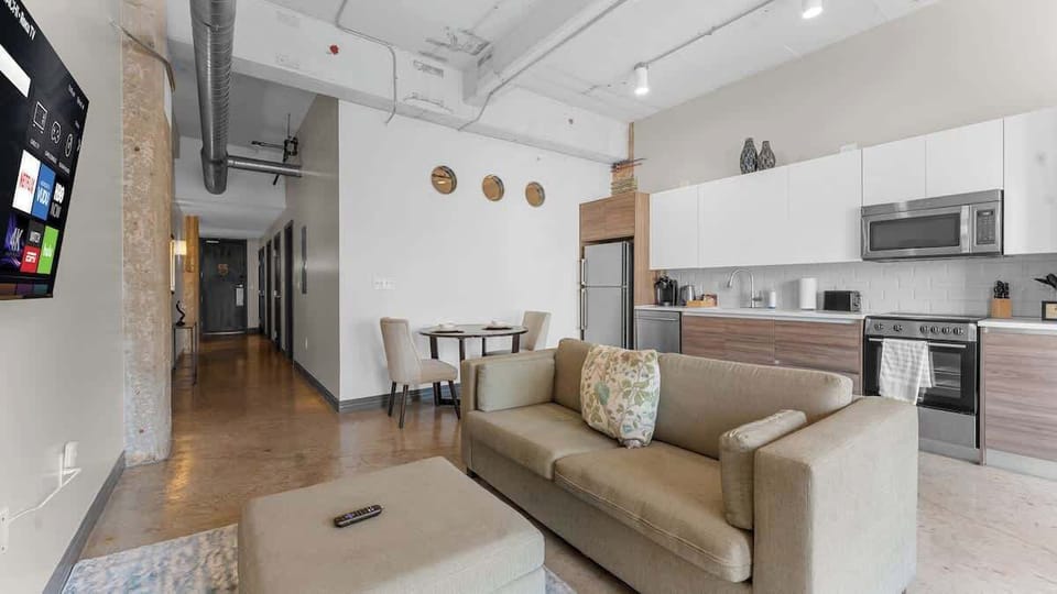 Modern urban retreat with stunning skyline views and chic, stylish decor.