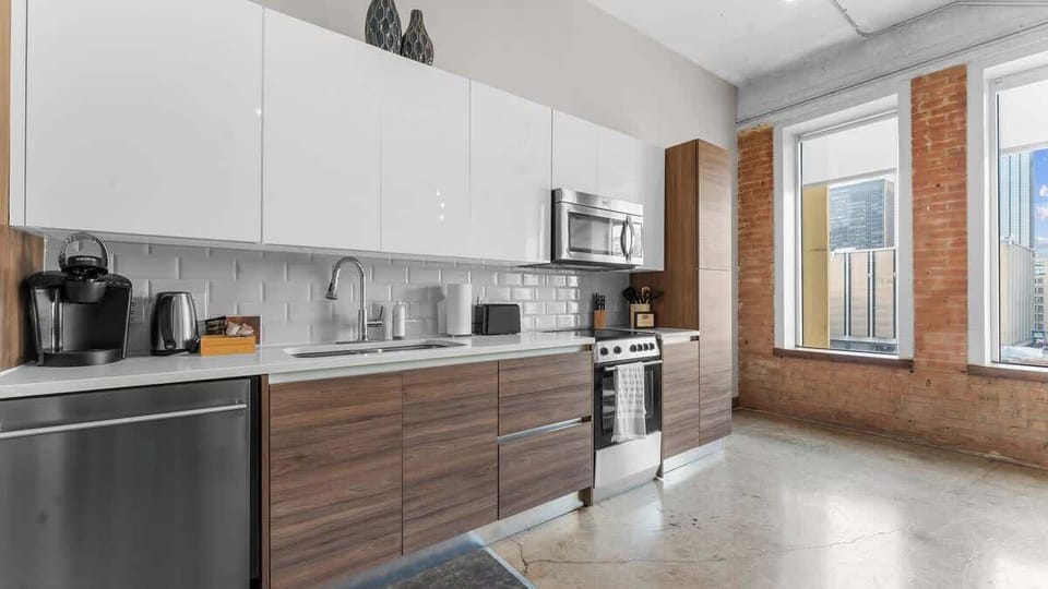 Enjoy modern appliances and city views while whipping up delicious meals!
