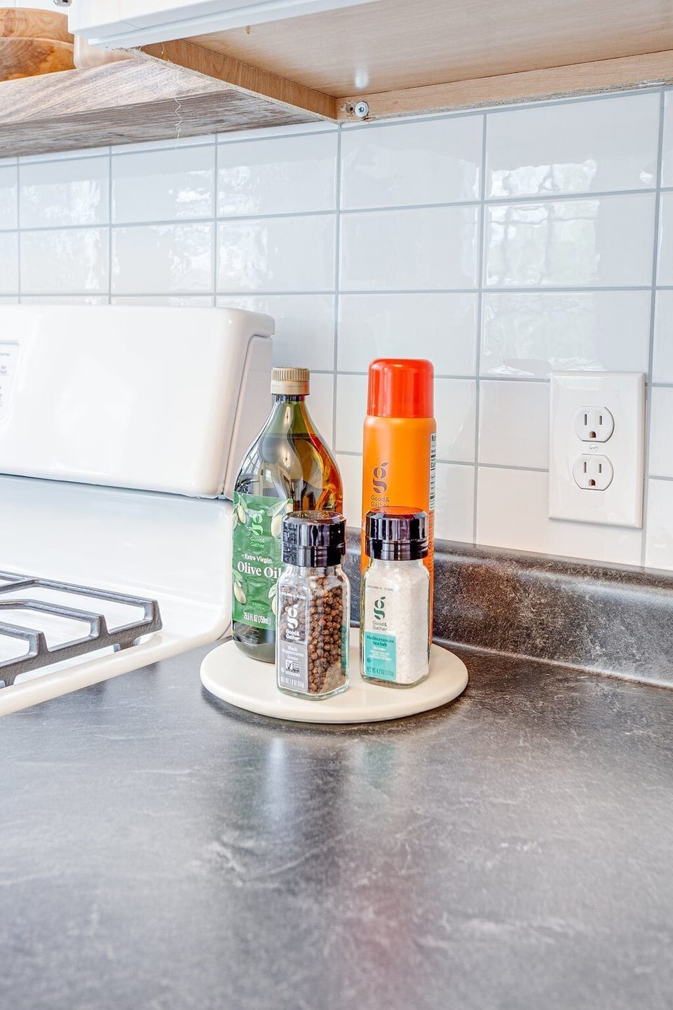 We provide kitchen basics! Not pictured are spices, and condiments in fridge