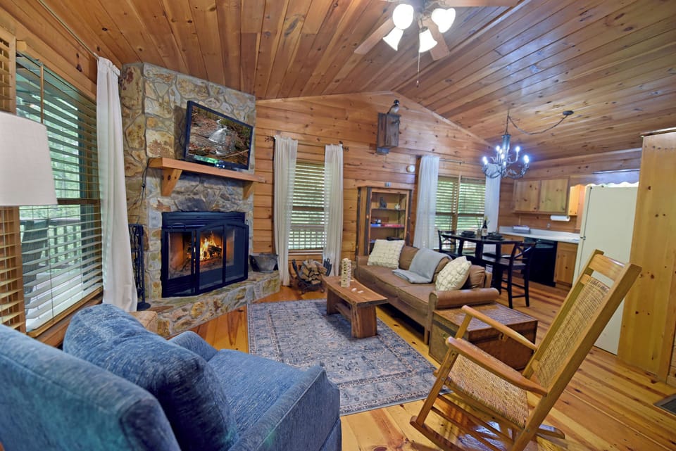 Enjoy the fireplace while you play one of the provided games.
