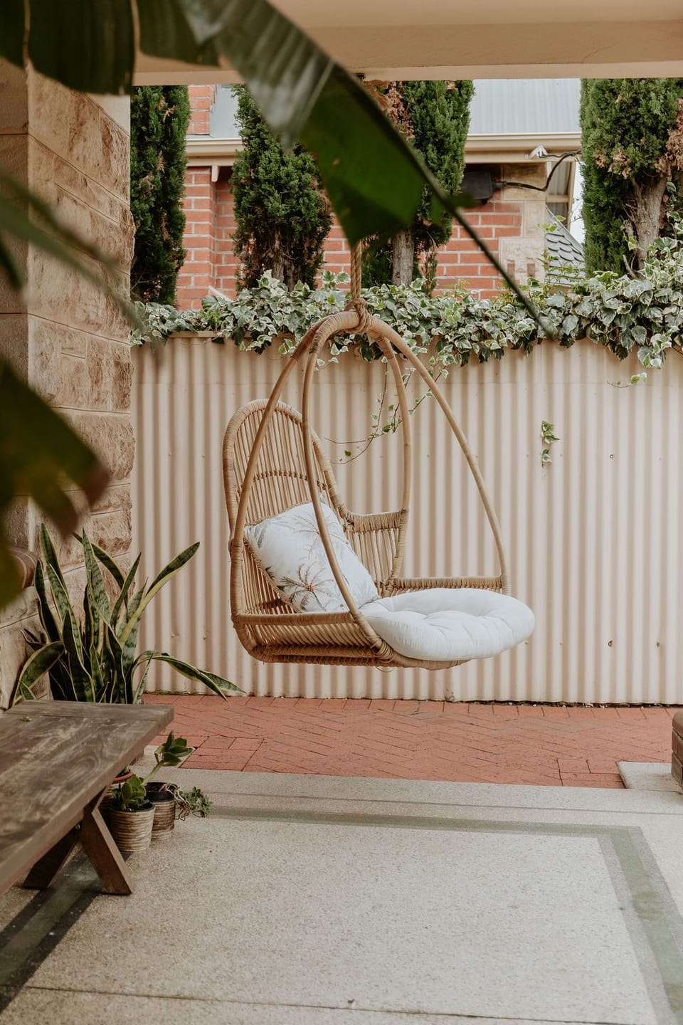 Capture the beautiful evening sun in the swing chair