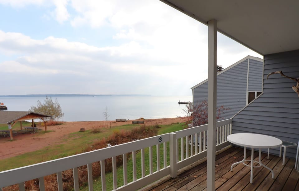 Enjoy the over-sized deck that looks out on to beautiful Lake Superior and Madeline Island.