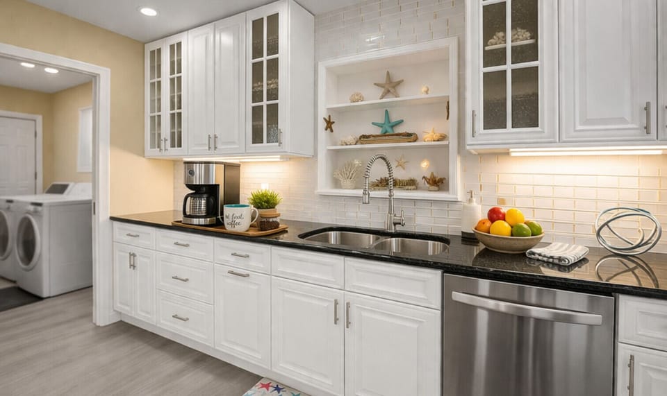 The Laundry area is easily accessible right next to the kitchen.