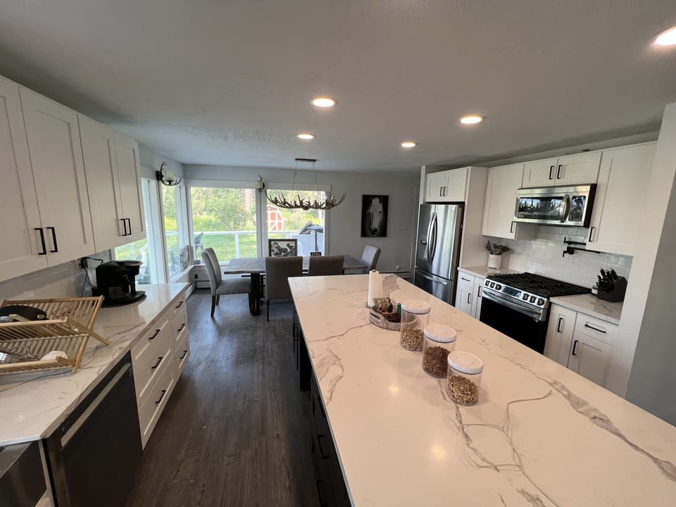 Extra large kitchen with island and seating for 12