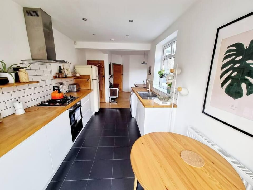 The kitchen is stocked with everything you expect from a family home 