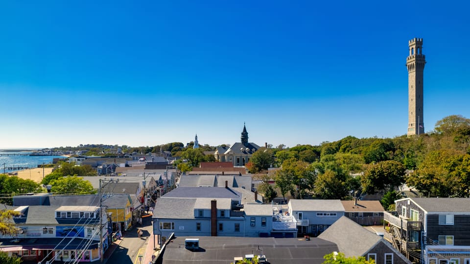 Aerial view looking west