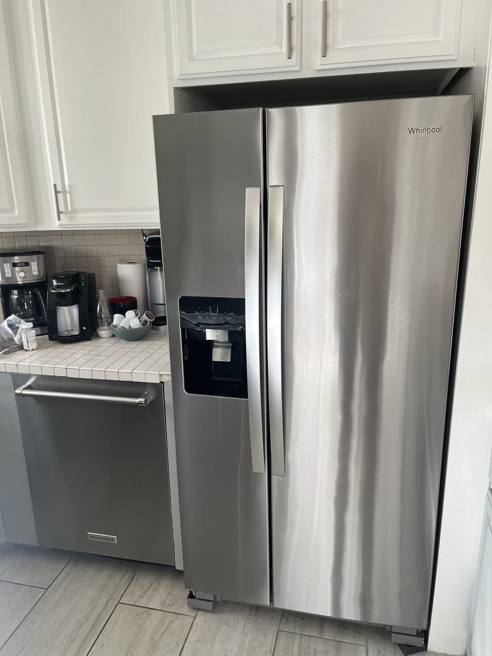 Ice, filtered water, and lots of small appliances.


