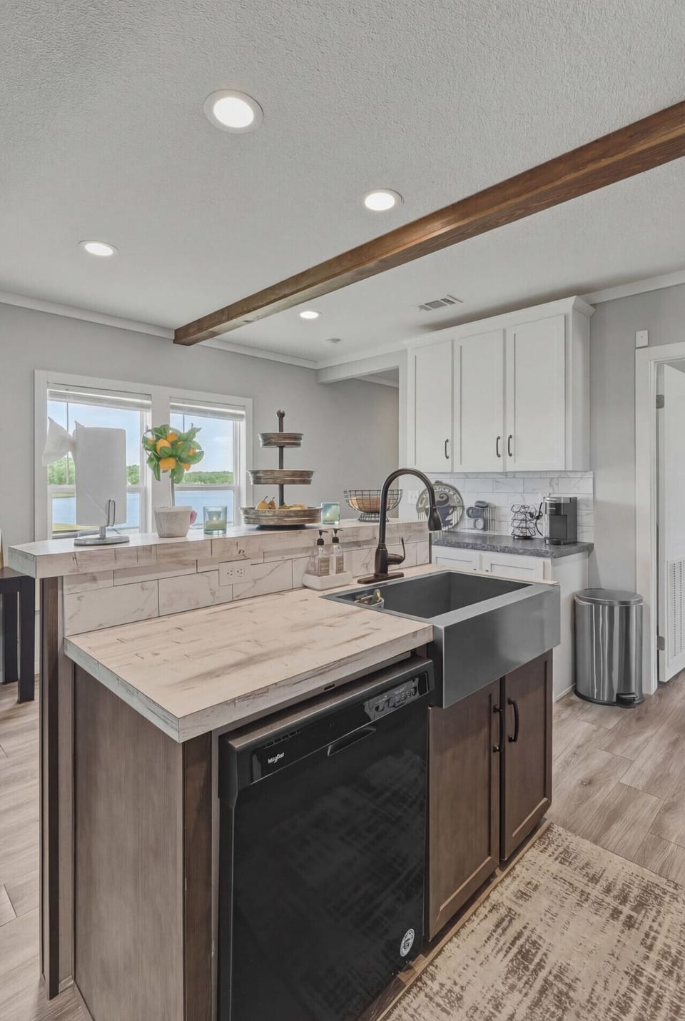Kitchen with sink and window view