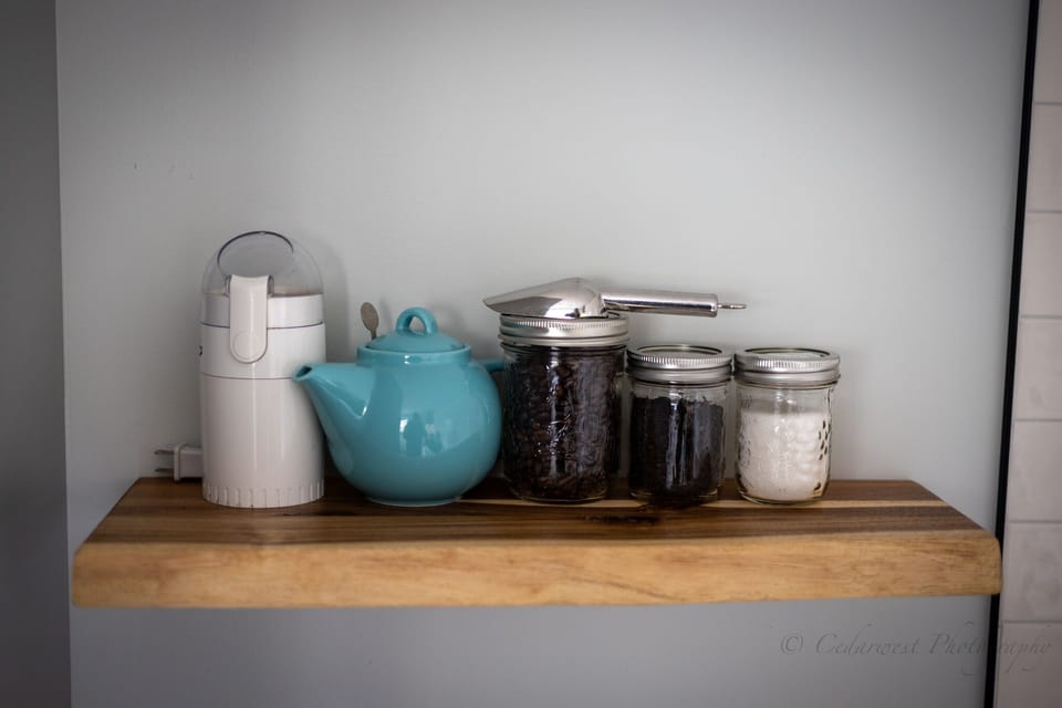 Kicking Horse coffee, Silk Road teas, cream and  milk are provided.